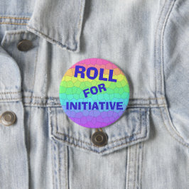 "Roll for Initiative" Rainbow Dungeons Dragons Ronde Button 7,6 Cm