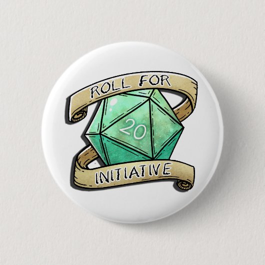 Roll for Initiative Ronde Button 5,7 Cm (Voorkant)