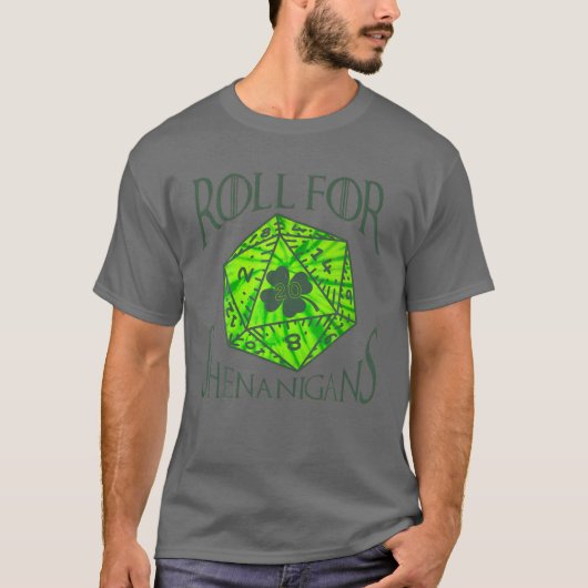 Roll For Shenanigans Retro Draken Dobbelsteen D20 T-shirt (Voorkant)