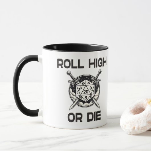 Roll hoog of matrijs 20 kant Dice Mok (Met donut)