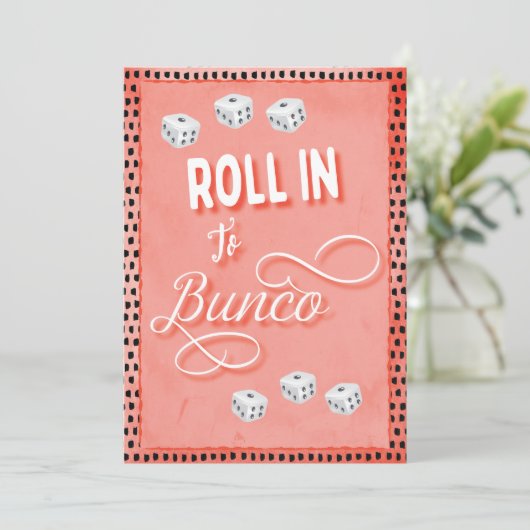 Roll in Bunco Dice Party Kaart (Staand voorkant)