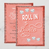 Roll in Bunco Dice Party Kaart (Voorkant / Achterkant)