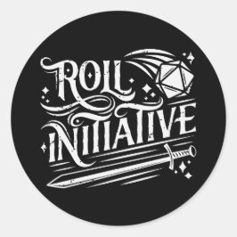 Roll Initiative D20 Sword Ronde Sticker