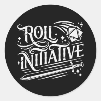 Roll Initiative D20 Sword Ronde Sticker