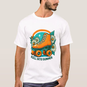 "Roll Into Summer" Retro Roller Schaats T-shirt
