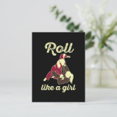 Roll like a Girl Brazilian Jiu Jitsu BJJ Briefkaart (Staand voorkant)