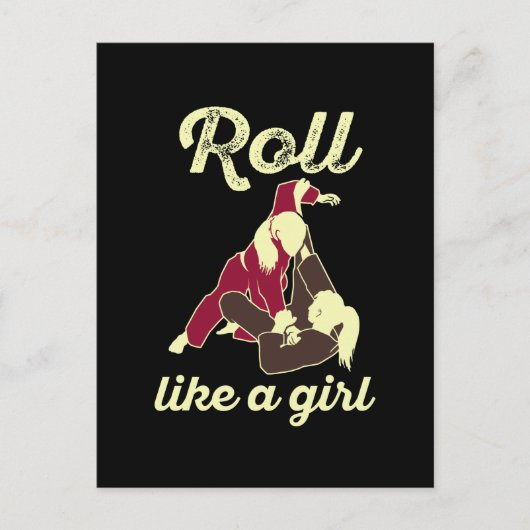 Roll like a Girl Brazilian Jiu Jitsu BJJ Briefkaart (Voorkant)