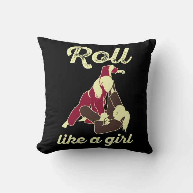 Roll like a Girl Brazilian Jiu Jitsu BJJ Kussen (Voorkant)