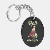 Roll like a Girl Brazilian Jiu Jitsu BJJ Sleutelhanger (Voorkant Links)