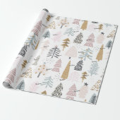 Roll, naam, grillige geïllustreerde winterbomen cadeaupapier (Uitgerold)