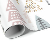 Roll, naam, grillige geïllustreerde winterbomen cadeaupapier (Rol Hoek)
