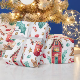 Roll, Naam op Magisch Snoep Huizen, Sweets Pattern Cadeaupapier