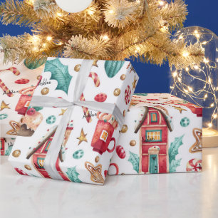 Roll, Naam op Magisch Snoep Huizen, Sweets Pattern Cadeaupapier