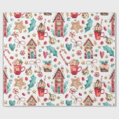 Roll, Naam op Magisch Snoep Huizen, Sweets Pattern Cadeaupapier (Vlak)