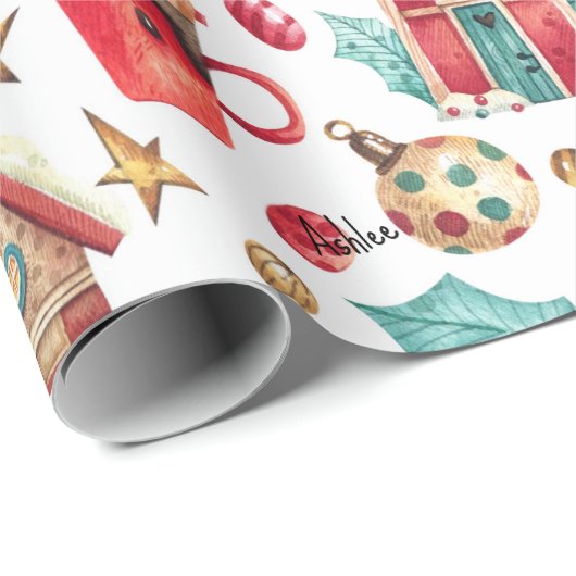 Roll, Naam op Magisch Snoep Huizen, Sweets Pattern Cadeaupapier (Rol Hoek)