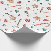 Roll, Naam op Whimsy Holiday Snoep Pattern Cadeaupapier (Hoek)