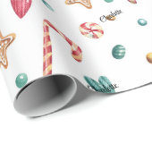 Roll, Naam op Whimsy Holiday Snoep Pattern Cadeaupapier (Rol Hoek)