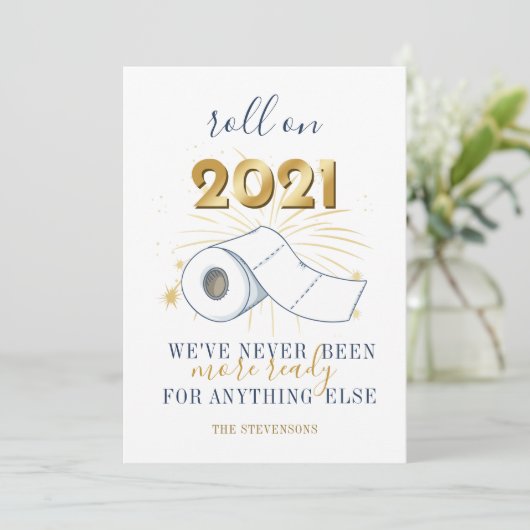 Roll on 2021 New Year Personalized Holiday Card Feestdagenkaart (Staand voorkant)