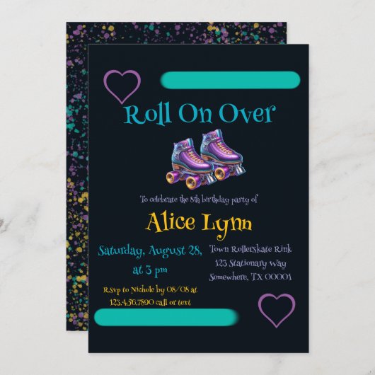 Roll On Over Kinderverjaardagsfeestje Kaart (Voorkant / Achterkant)