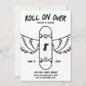 Roll on over Skateboarden Themafeest Uitnodigen Kaart (Voorkant)