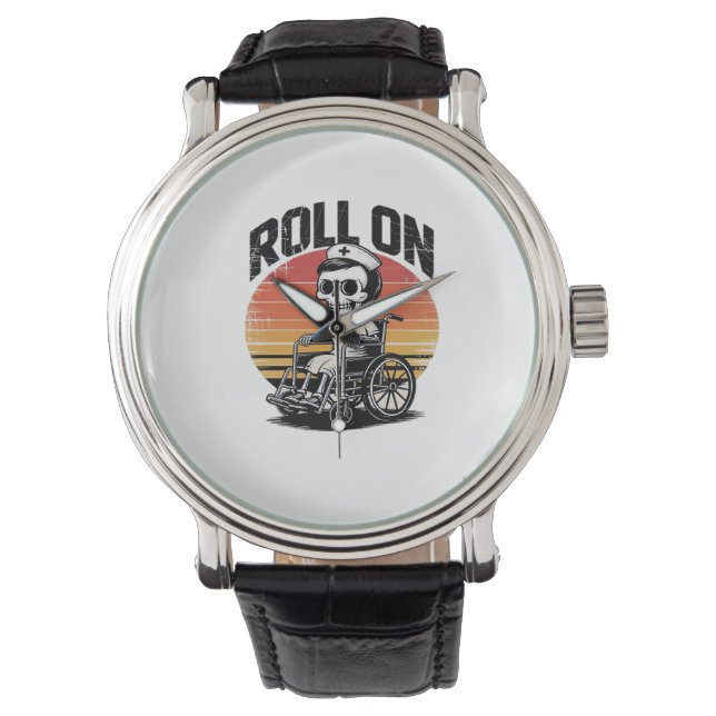 Roll On Skeleton Nurse – Dark Humor Healthcare VIB Horloge (Voorkant)