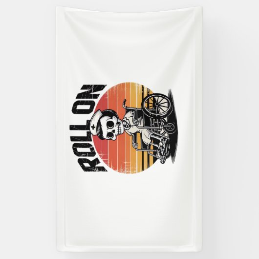 Roll On Skeleton Nurse – Dark Humor Healthcare VIB Spandoek (Verticaal)