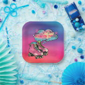 Roll op Roller Schaats Meisje Verjaardagsfeestje Papieren Bordje (Feest)