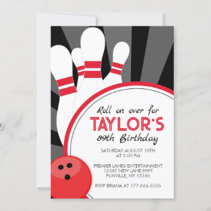 Roll over bowling party uitnodiging