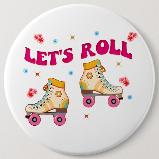 Roll Roller Schaats Retro Skater Lovers Ronde Button 6,0 Cm (Voorkant)