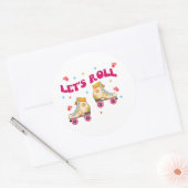 Roll Roller Schaats Retro Skater Lovers Ronde Sticker (Envelop)