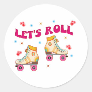 Roll Roller Schaats Retro Skater Lovers Ronde Sticker