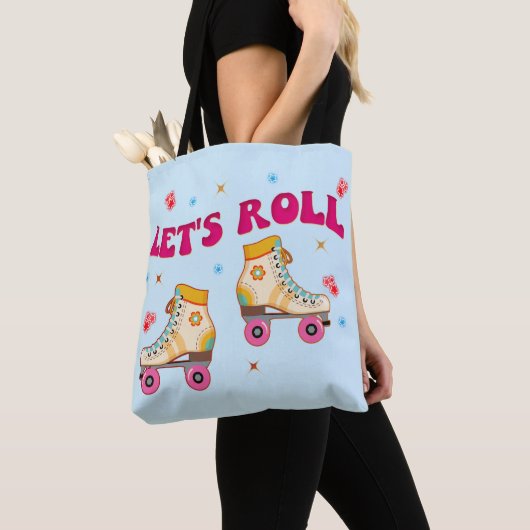 Roll Roller Schaats Retro Skater Lovers Tote Bag (Dichtbij)