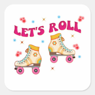 Roll Roller Schaats Retro Skater Lovers Vierkante Sticker