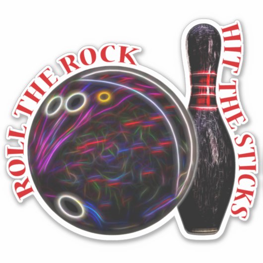 Roll the Rock, Bowling Ball & Pin, Vinyl Sticker (Voorkant)