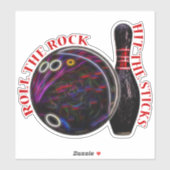 Roll the Rock, Bowling Ball & Pin, Vinyl Sticker (Vel)