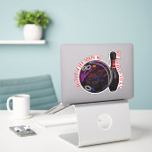 Roll the Rock, Bowling Ball & Pin, Vinyl Sticker (Laptop op bureau)