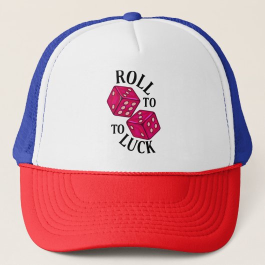 Roll to Luck – Geborduurde Dice Trucker Pet (Voorkant)