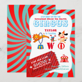 ROLL UP CIRCUS 2e verjaardag Boy Girl Greatest Sho Kaart