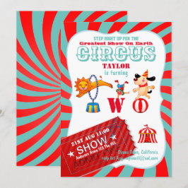 ROLL UP CIRCUS 2e verjaardag Boy Girl Greatest Sho Kaart