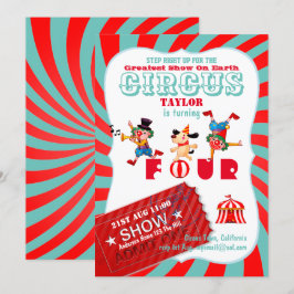 ROLL UP CIRCUS 4th Birthday Boy Girl Greatest Show Kaart