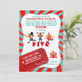 ROLL UP CIRCUS 5th Birthday Boy Girl Greatest Show Kaart (Staand voorkant)