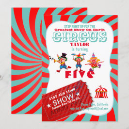 ROLL UP CIRCUS 5th Birthday Boy Girl Greatest Show Kaart