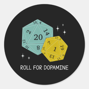 Roll Voor Dopamine Dnd Neurodiversiteit D20 Dobbel Ronde Sticker