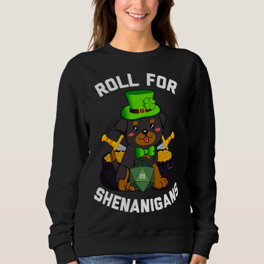 Roll voor Shenanigans Rottweiler Dog D20 Rpg St Pa Trui (Voorkant)