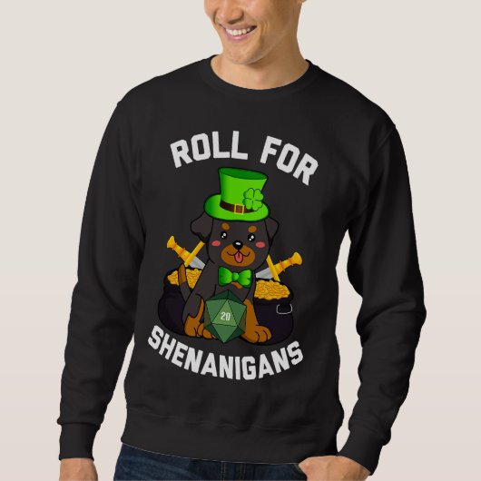 Roll voor Shenanigans Rottweiler Dog D20 Rpg St Pa Trui (Voorkant)