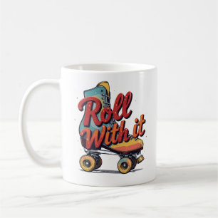 Roll With It Retro 70s 80s Roller Schaats Graphic Koffiemok