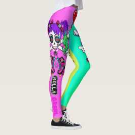 Rolla Grrl Punk Rock geïnspireerde kleurrijke Legg Leggings
