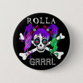 Rolla Grrl Punk Rock Roller Derby Button Pin (Voorkant)