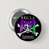 Rolla Grrl Punk Rock Roller Derby Button Pin (Voorkant /achterkant)