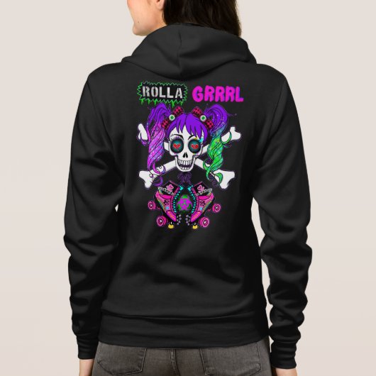 Rolla Grrl Punk Rock Roller Girl hoodie (Achterkant)